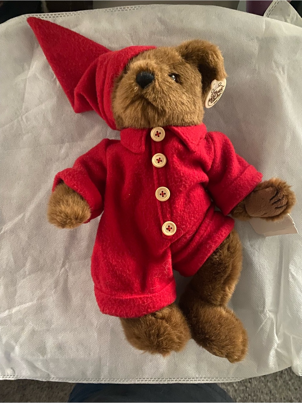 GANZ Brown Teddy Bear in Red Coat and Pointed Hat